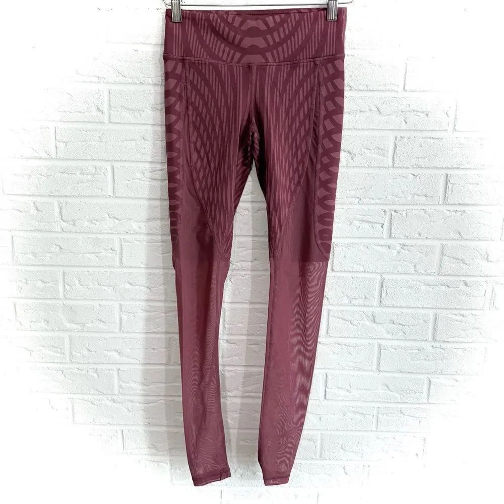 ALO Yoga Motion Legging Grenache Wine Goddess Mesh Size Small